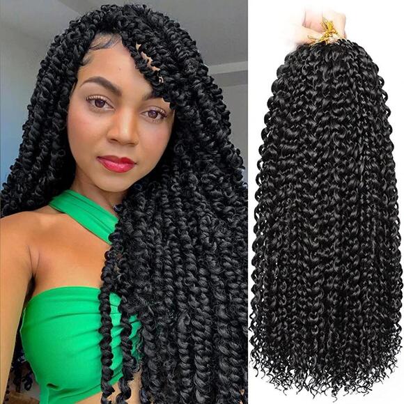 18 Inch Passion Twist Hair 8 Packs Water Wave Crochet Hair - Picture 1 of 6